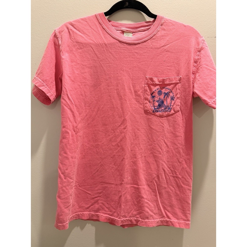 Chubbies Pink Pocket Sky's Out Thighs Out T Shirt mens S Small